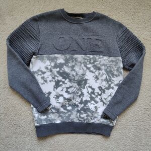 Gray and White Crewneck Sweater Streetwear